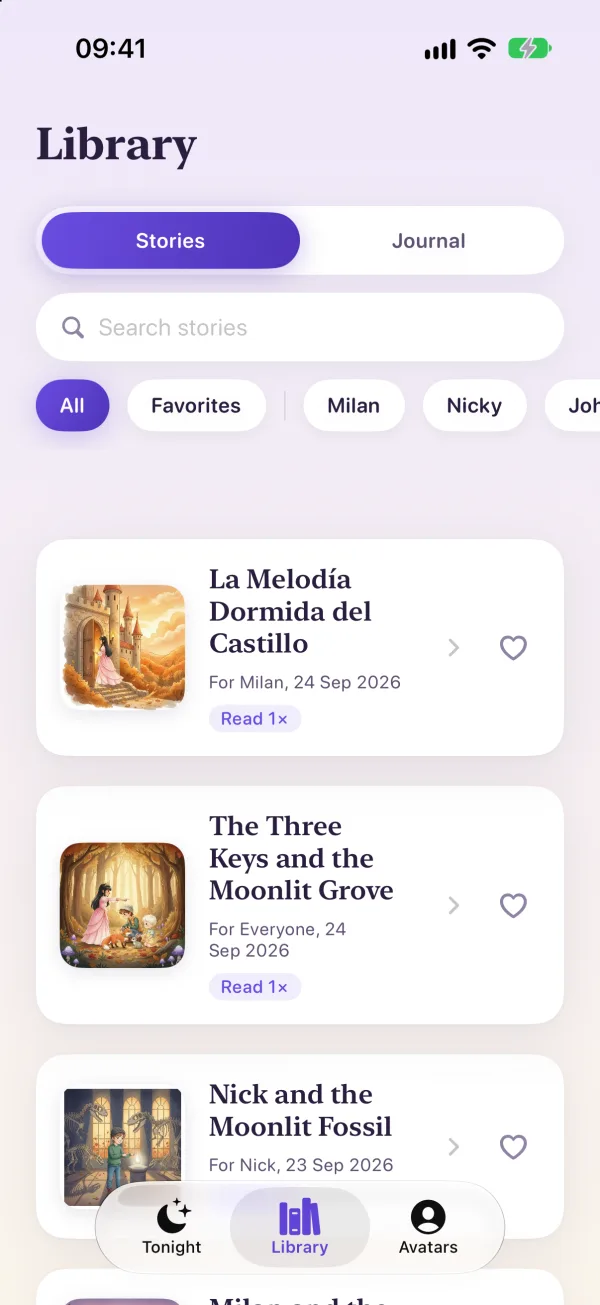 The Library with stories for Milan and Nick