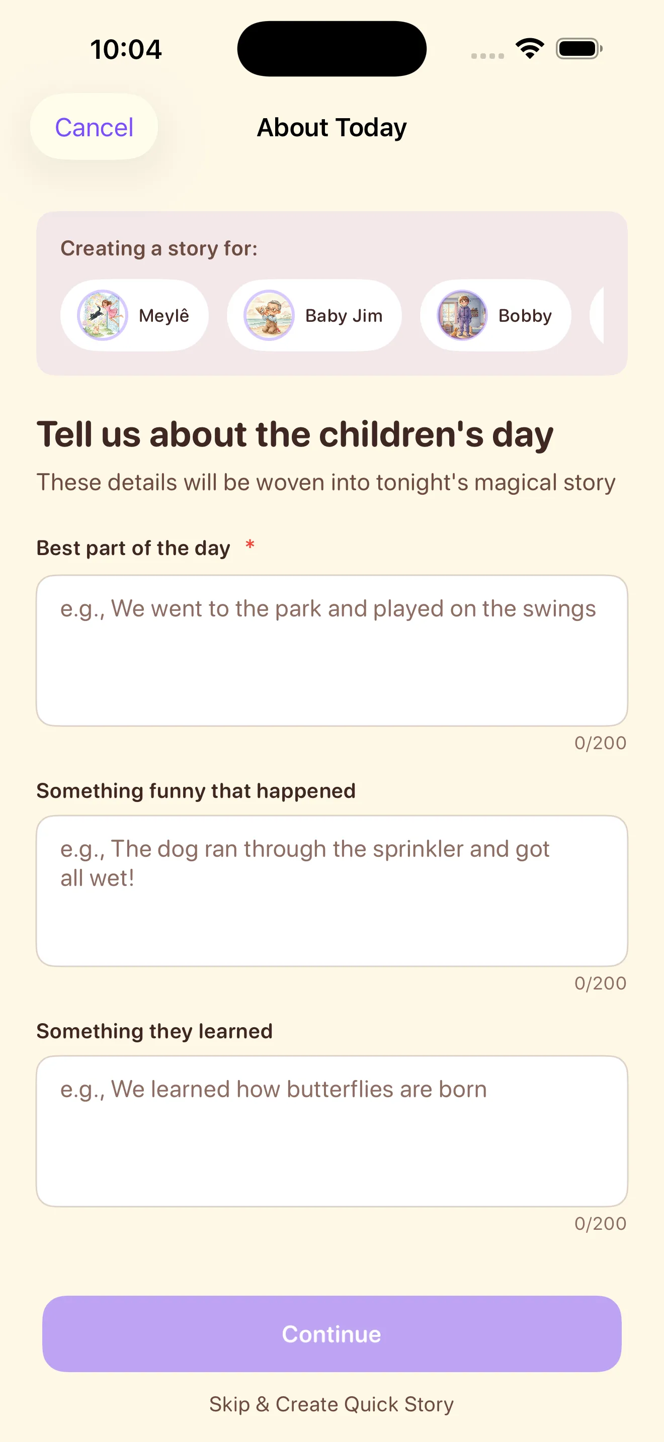 Tell us about your child's day