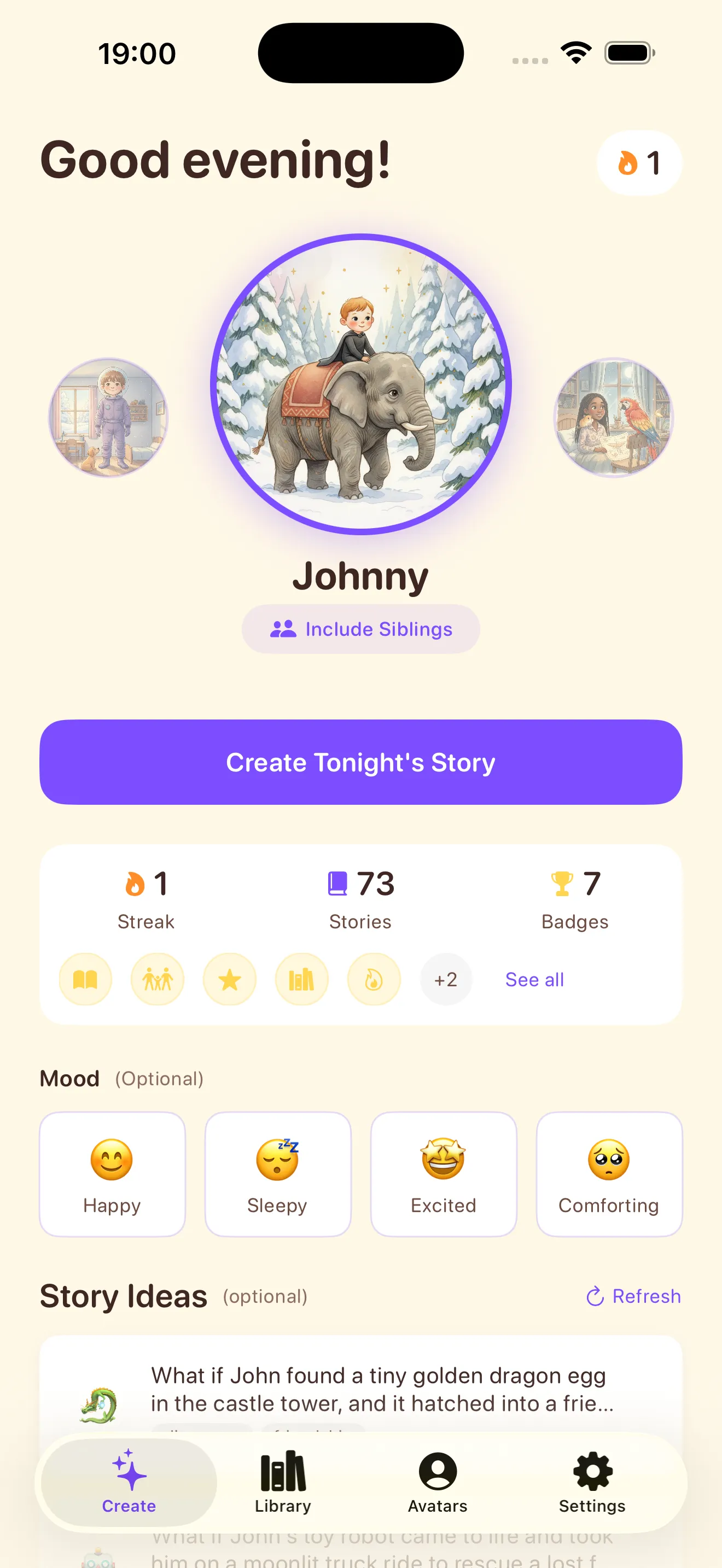 Personalized home screen for a different child